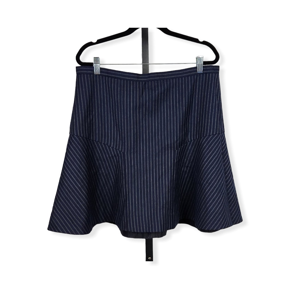 J. Crew Plaza Mini Skater Skirt Wool Blend Pinstripe Blue And Gray Size 12